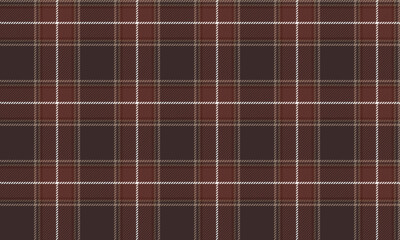 Plaid fabric pattern, brown, white, cream, modern seamless distinctive cross lines for textiles, and for designing clothes, skirts or decorative fabrics. Vector illustration.