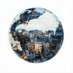 Erde und Stadt mit Doppelbelichtungseffekt