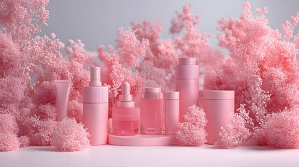 Soft Pink Beauty Products Arrangement with Flowers