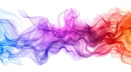 Fototapeta premium A vibrant abstract illustration of flowing, colorful smoke-like waves in pink, blue, and orange hues on a light background. Perfect for design, creativity, and artistic projects