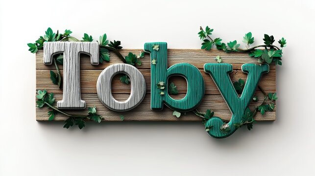 Emerald Name Toby with Ivy Vine Accents