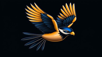 Naklejka premium Colorful Bird in Flight with Striking Features