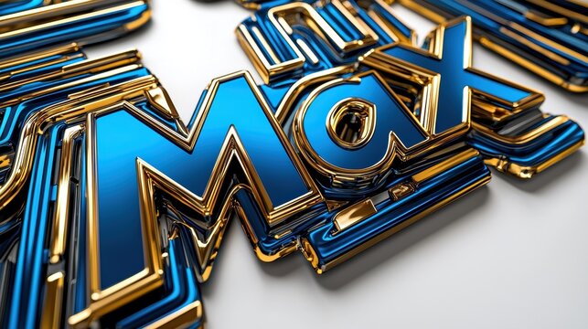 Cobalt Blue and Gold Abstract 3D Design with name "Max"