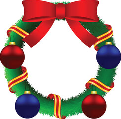 Christmas Wreath With Ribbons and Chrismas Balls
