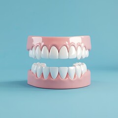 Obraz premium 3D white teeth against blue background oral dental health copy space --v 6.1 Job ID: 2a2d2071-43c6-4f3e-995f-45f8e47e4d83