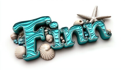 Teal and Silver Ocean Wave with Finn Name Design