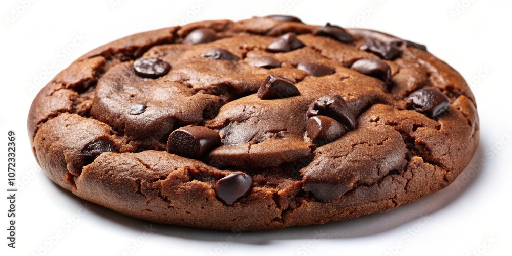 Aufkleber a single chocolate chip cookie with a rich brown color and a textured surface, showcasing a close-up