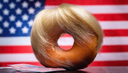 Humorous Donut with Blond Hair Mimicking Celebrity Hairstyle