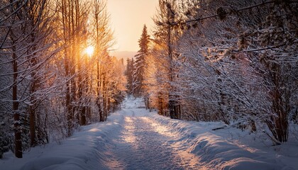 Schmaler Pfad durch den tief verschneiten Wald