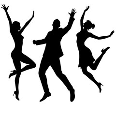 silhouettes of dancing people vector illustrations black vector