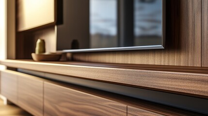 Modern Entertainment Unit with Walnut Finish