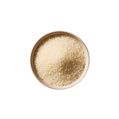 Organic White Pearl Sugar in bowl on transparent background
