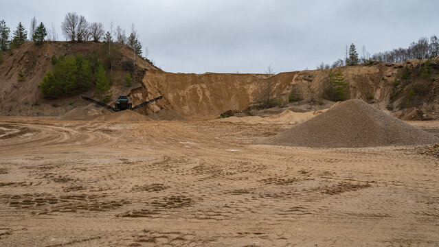 Sand quarry, in the photo, a quarry for the extraction of sand.