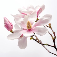 magnolia flower on the white background with pink color