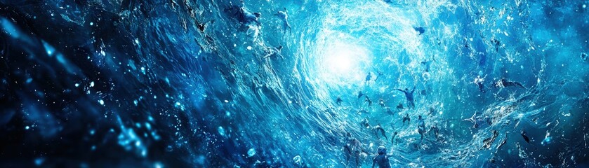 A mesmerizing view of swirling blue water, capturing the beauty and mystery of nature's aquatic depths.