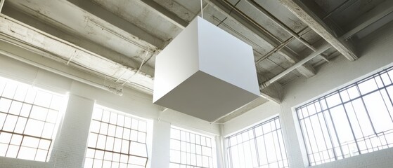 Obraz premium modern industrial loft interior with large hanging light fixture