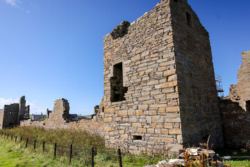 Orkney, Scotland - August 6, 2024: The ruins of Birsay Earl's Palace on the island of Orkney in Scotland
