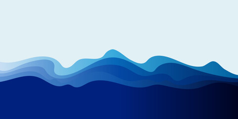 Dark blue water ocean wave layer banner vector background.