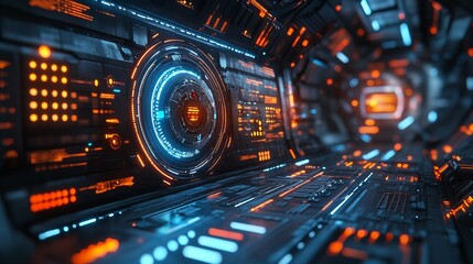 Fototapeta premium Glowing Neon Digital Frame Border with Bright Vibrant Lights and Futuristic Abstract Patterns new beautiful stock image illustration AI