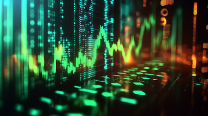 Stock market digital trading graph background Stock market crash graph banner stock market graph background