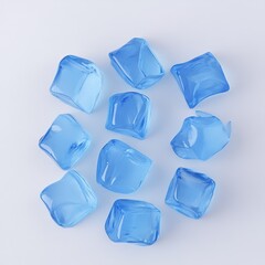 Naklejka premium Translucent blue ice cubes on a plain background