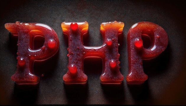 Colorful and Glossy PHP Jelly Letters on Dark Background