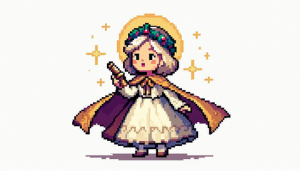 christmas themed 8bit pixel art illustration of a fairy