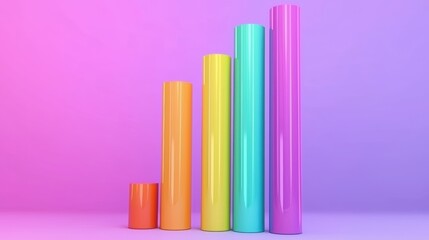 Obraz premium Colorful cylindrical shapes representing growth and success in business metrics.