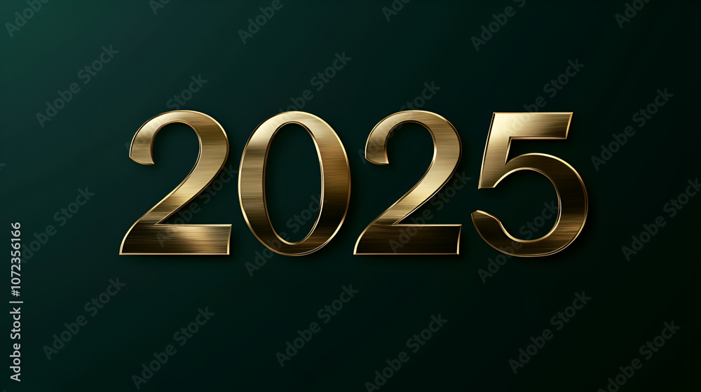 Fototapete 2025 wallpaper in high end emerald and gold gradient 2025 in luxurious gold font with soft glow slee