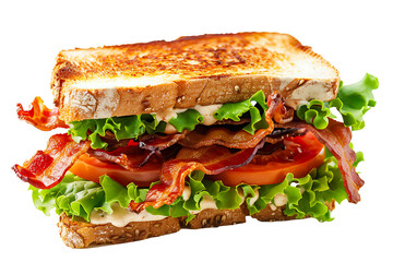 toasted bread sandwich with beef and salad isolated on a transparent background