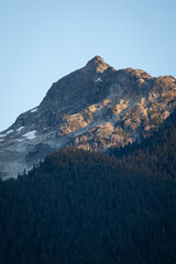 Sunset over a Mountain Peak Overlooking Ross Lake in North Cascades National Park