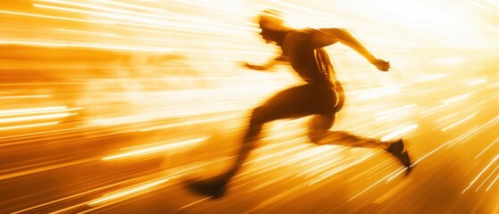 Blurred motion of a person running at sunset