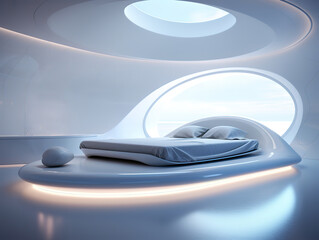 Modern 3D Render of a Futuristic Bedroom Showcasing Tomorrow's Technology