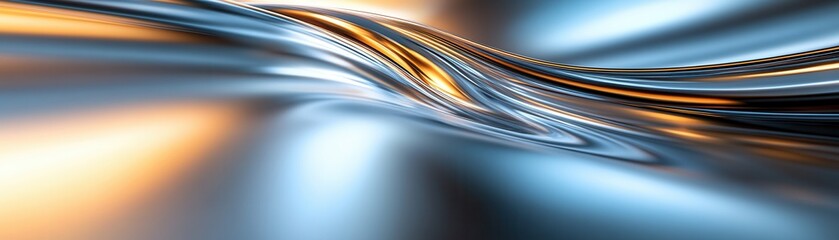 An abstract image showcasing flowing metallic textures with cool tones of blue and warm accents, perfect for creative projects.