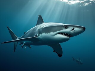 Fototapeta premium Shark swimming in the blue ocean