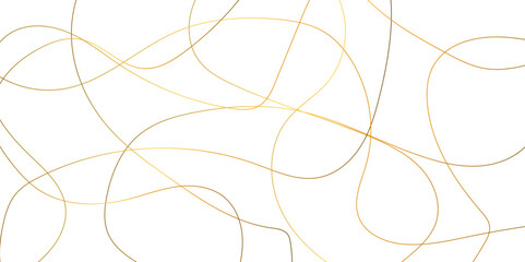 Random pattern colorful line stroke on a transparent background, Chaotic random lines abstract geometric pattern vector background, Decorative golden pattern with tangled curved lines.