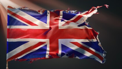 Tattered Union Jack Flag Symbolizing British Heritage