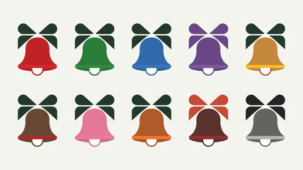 Colorful Christmas Stocking Icons Collection on White Background
