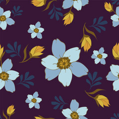 Cute feminine watercolor seamless pattern with wildflowers.hand drawn