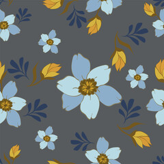 Obraz premium Cute feminine watercolor seamless pattern with wildflowers.hand drawn