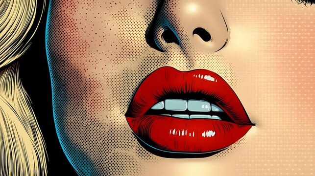 Bold Red Lips with Glamorous Pop Art Style