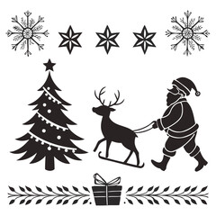 Christmas icons set black silhouette Vector Art