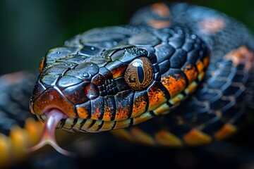 Fototapeta premium Captivating snake moment with tongue out