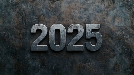 Fototapeta premium 2025 wallpaper in soft clay and stone textures 2025 in silver metallic font organic and sleek