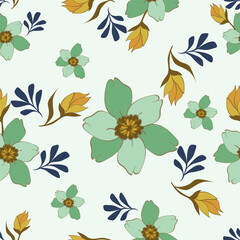 Obraz premium Cute feminine watercolor seamless pattern with wildflowers.hand drawn