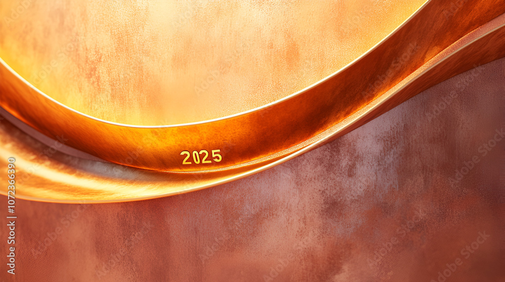 Fototapete 2025 wallpaper in warm rustic clay textures with smooth gradients 2025 in gold metallic font elegant