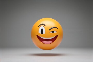 Fototapeta premium Playful Mischievous Three-Dimensional Emoji Face with Cheeky Expression