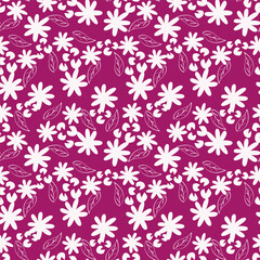 Cute feminine watercolor seamless pattern with wildflowers.hand drawn