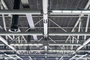 Modern steel roof structure with ventilation ducts