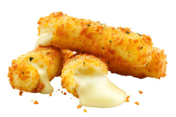 mozzarella sticks filled with cheese isolated on a transparent background